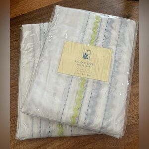 New Pottery Barn Kids Ric Rac Sheer Curtain Panels with Stitching Accents